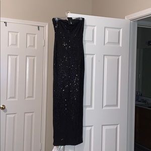 Strapless Black sequined gown